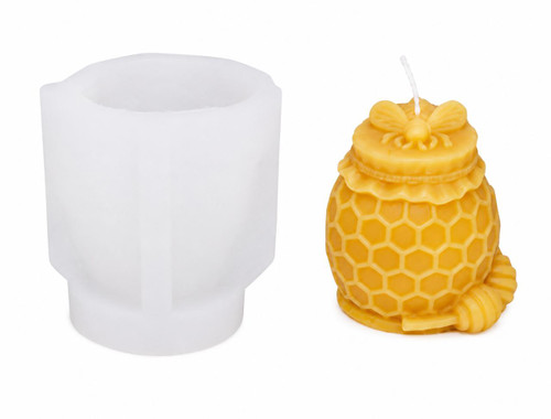 Honey Bee Honey Jar Silicone Candle Mold | Honeycomb Beeswax Candle Mold  Lappe's Bee Supply