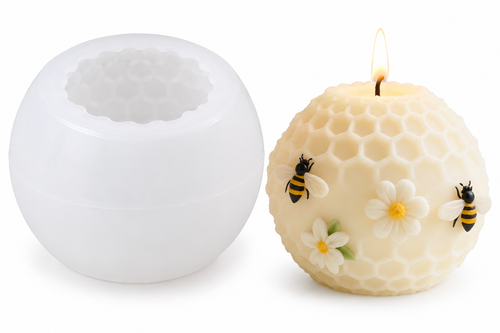 Honeycomb Bee & Flower Dome Silicone Candle Mold