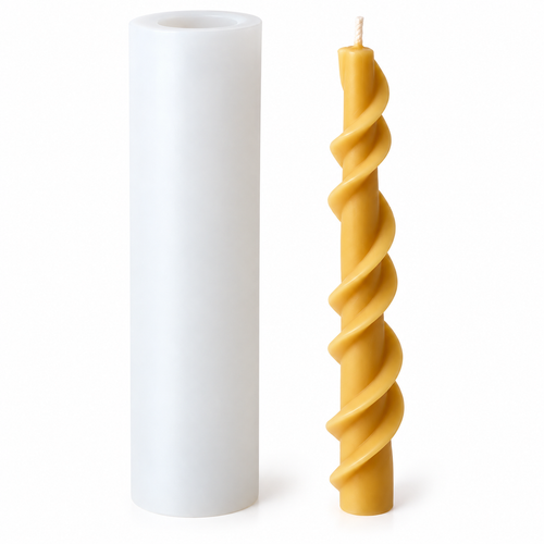 Tall Ribbon Twist Silicone Taper Candle Mold