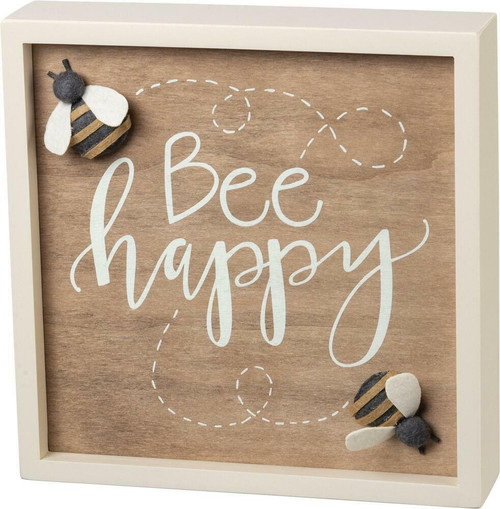 Bee Happy Inset Box Sign  