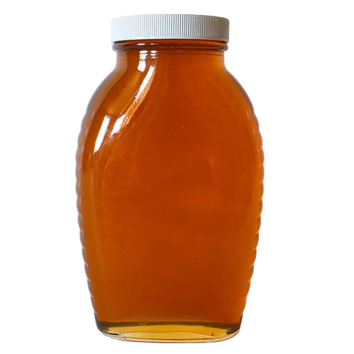 2 lb. Queenline Traditional Glass Honey Jars With Lids - CASE OF 12  