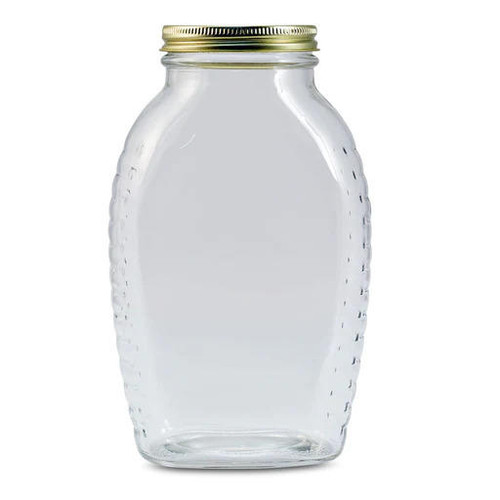 2 lb. Queenline Traditional Glass Honey Jars - CASE OF 12  