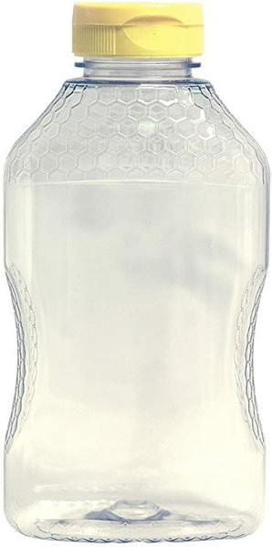 1 lb. Honeycomb Hourglass Plastic Honey Containers with Lids  