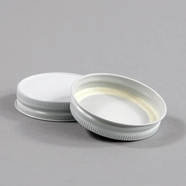 48mm White Metal Lids - 24 pack  Lappe's Bee Supply