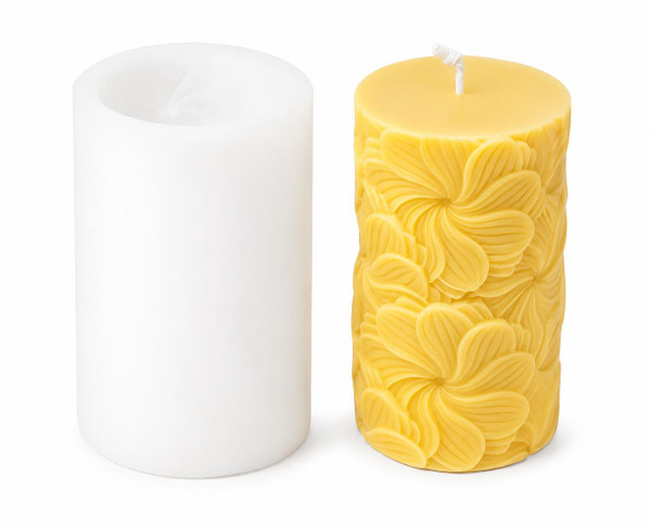4.5" Floral Pillar Silicone Candle Mold  Lappe's Bee Supply