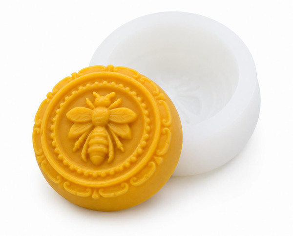 Honey Bee Round Silicone Soap Mold – Bee Embossed Soap, Lotion Bar & Beeswax Mold  Lappe's Bee Supply