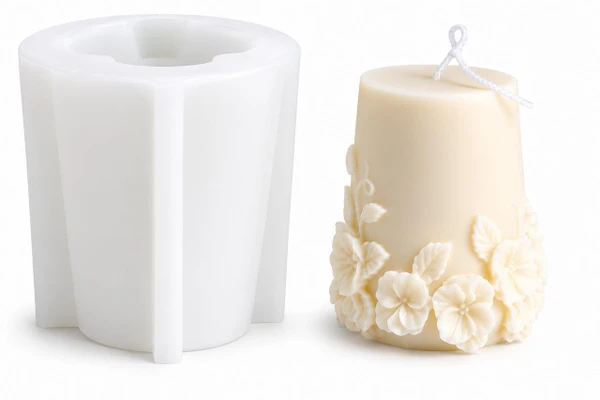 Floral Garden Pillar Candle Silicone Mold – Decorative Flower Border Candle Mold  Lappe's Bee Supply