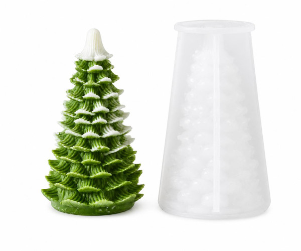 Large Christmas Tree Candle Silicone Mold – Snow-Covered Evergreen Holiday Candle Mold  Lappe's Bee Supply