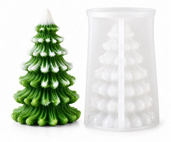 Large Snow-Tipped Christmas Tree Candle Silicone Mold  Lappe's Bee Supply