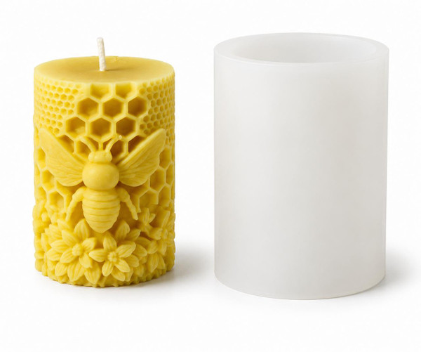 Honey Bee & Honeycomb Pillar Candle Silicone Mold  Lappe's Bee Supply