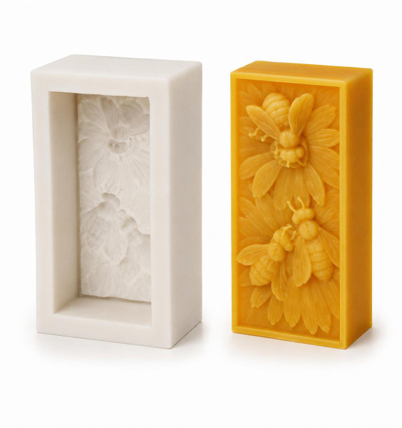 Mini Bee & Wildflower Botanical Block Silicone Candle Mold | Floral Beeswax Candle Mold  Lappe's Bee Supply