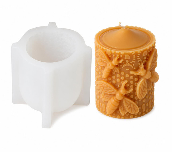 Triple Honey Bee Honeycomb Silicone Candle Mold | Decorative Beeswax Pillar Candle  Lappe's Bee Supply