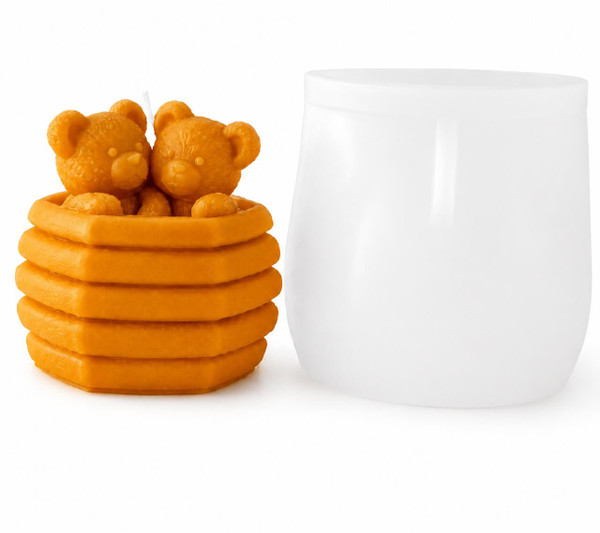 Honey Pot Teddy Bear Silicone Candle Mold | Adorable Bear Beeswax Candle Mold  Lappe's Bee Supply