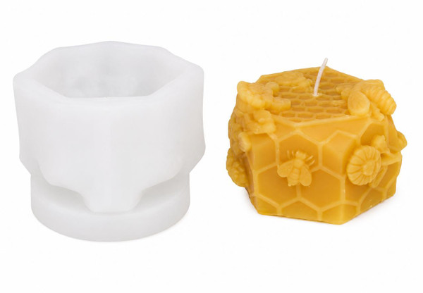 Honey Bee Honeycomb Floral Silicone Candle Mold | Decorative Beeswax Candle Mold  Lappe's Bee Supply