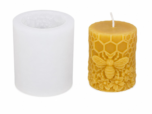 Honey Bee Floral Pillar Silicone Candle Mold | Honeycomb Beeswax Candle Mold  Lappe's Bee Supply