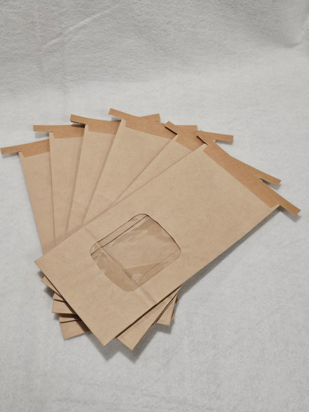 - Inventory Clearance - Kraft Window Tin-Tie Gift Bags – 12 Pack  
