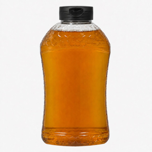 2 1/2 lb Honeycomb Hourglass Plastic Honey Containers with Lids - Case of 6  Lappe's Bee Supply