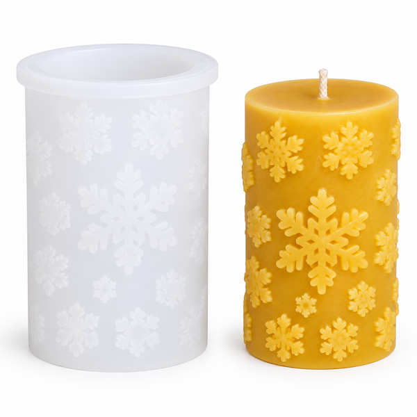 Snowflake Winter Pillar Silicone Candle Mold