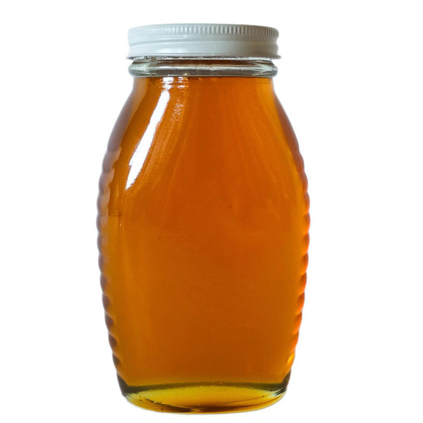 1 lb. Queenline Traditional Glass Honey Jars With Lids - CASE OF 24  