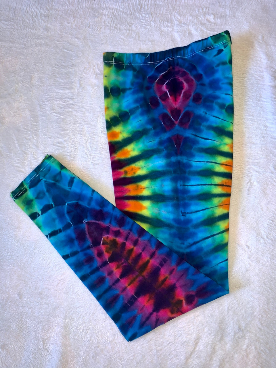 Custom Tie Dye Leggings - XL Rainbow Wave