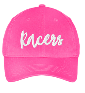 Racers Pink Youth Hat Script Font