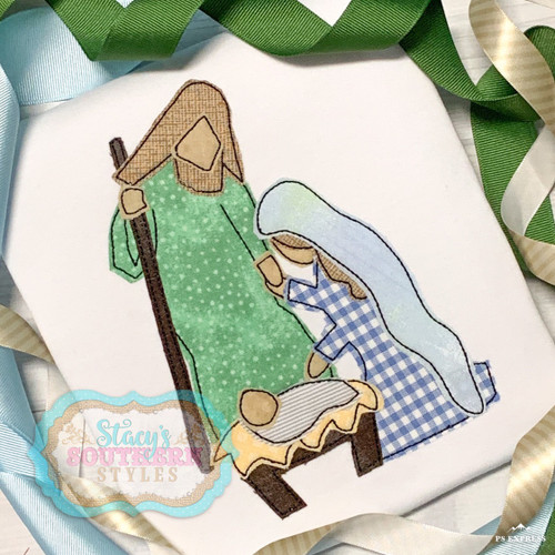 Mary Joseph and Jesus Nativity Applique