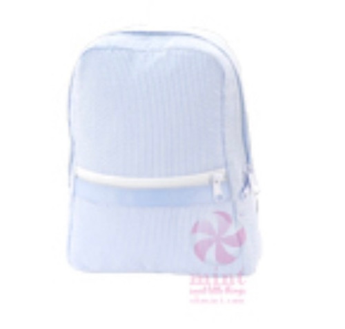 Baby Blue Seersucker Small Backpack