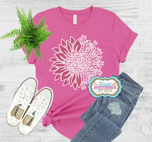 Pink Ribbon Sunflower Tee