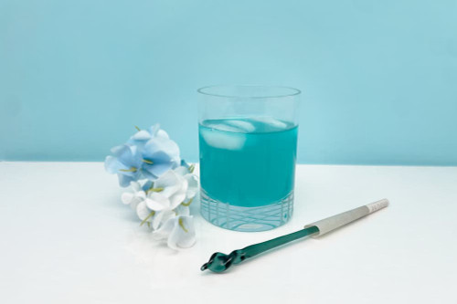 Use our teal tamping stick/swizzle stick to remove air pockets from your blend or stir up your cocktail.