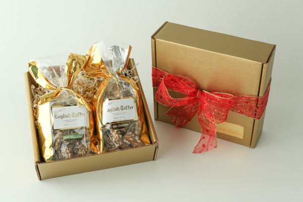 2 lb. Gift Box - Milk Chocolate & Dark Chocolate Toffee