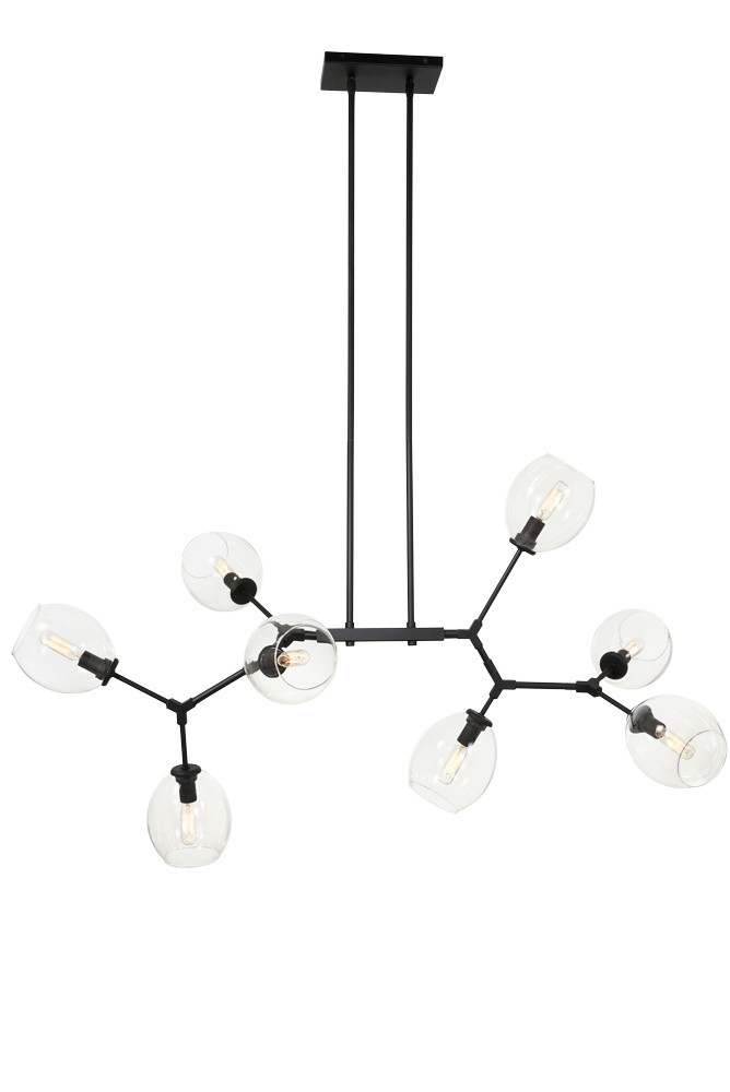 Nexpo Eight Light Island Pendant in Coal Black