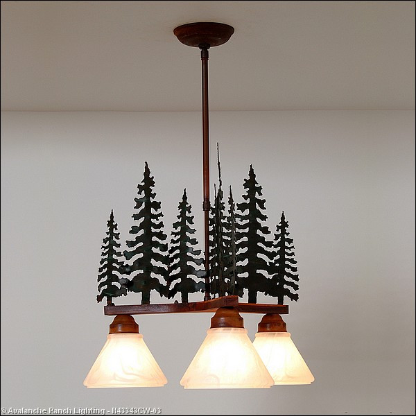 Cedarwood-Cedar Tree CG/RP Three Light Chandelier