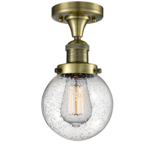 Franklin Restoration One Light Semi-Flush Mount in Antique Brass (405|517-1CH-AB-G204-6)