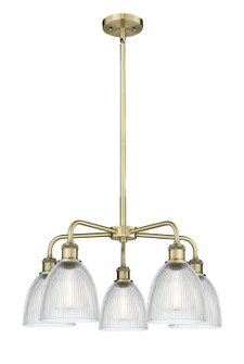 Ballston Five Light Chandelier in Antique Brass (405|516-5CR-AB-G382)