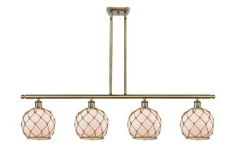 Ballston Four Light Island Pendant in Antique Brass (405|516-4I-AB-G121-8RB)