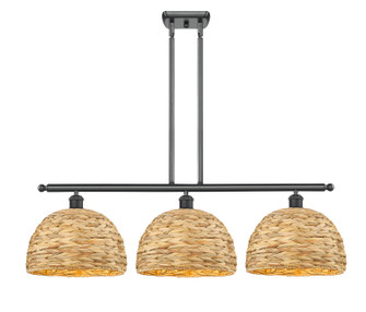 Ballston Three Light Island Pendant in Matte Black (405|516-3I-BK-RBD-12-NAT)