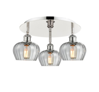 Downtown Urban Three Light Flush Mount in Polished Nickel (405|516-3C-PN-G92)