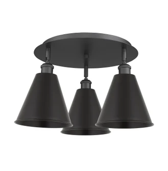 Ballston Three Light Semi-Flush Mount in Matte Black (405|516-3C-BK-MBC-8-BK)