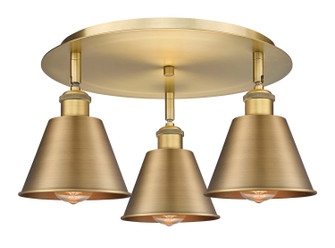 Downtown Urban Three Light Flush Mount in Brushed Brass (405|516-3C-BB-M8-BB)