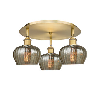 Downtown Urban Three Light Flush Mount in Brushed Brass (405|516-3C-BB-G96)