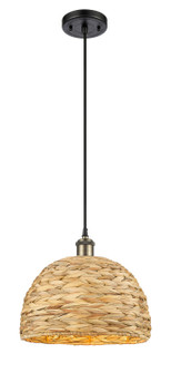Ballston One Light Mini Pendant in Black Antique Brass (405|516-1P-BAB-RBD-12-NAT)