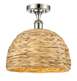 Ballston One Light Semi-Flush Mount in Polished Nickel (405|516-1C-PN-RBD-12-NAT)