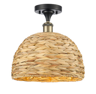 Ballston One Light Semi-Flush Mount in Black Antique Brass (405|516-1C-BAB-RBD-12-NAT)