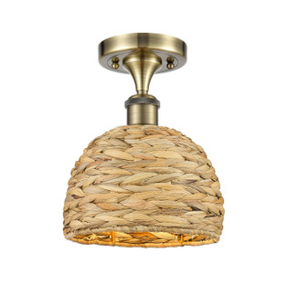 Ballston One Light Semi-Flush Mount in Antique Brass (405|516-1C-AB-RBD-8-NAT)