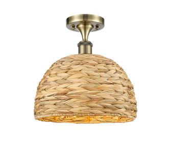 Ballston One Light Semi-Flush Mount in Antique Brass (405|516-1C-AB-RBD-12-NAT)