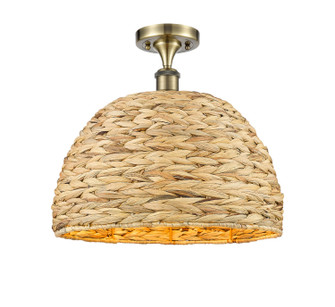 Ballston One Light Semi-Flush Mount in Antique Brass (405|516-1C-AB-RBD-16-NAT)