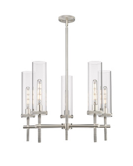 Downtown Urban Five Light Chandelier in Satin Nickel (405|471-5CR-SN-G471-12CL)