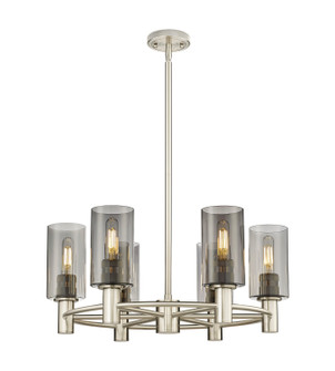 Downtown Urban Six Light Chandelier in Satin Nickel (405|434-6CR-SN-G434-7SM)