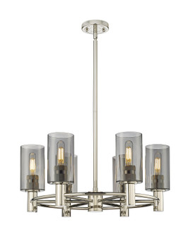 Downtown Urban Six Light Chandelier in Polished Nickel (405|434-6CR-PN-G434-7SM)