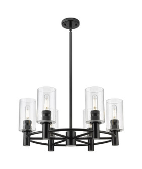 Downtown Urban Six Light Chandelier in Matte Black (405|434-6CR-BK-G434-7CL)